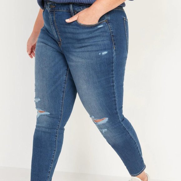 NWT Old Navy Mid-Rise Pop Icon Ripped Skinny Jeans for Women - Picture 6 of 7